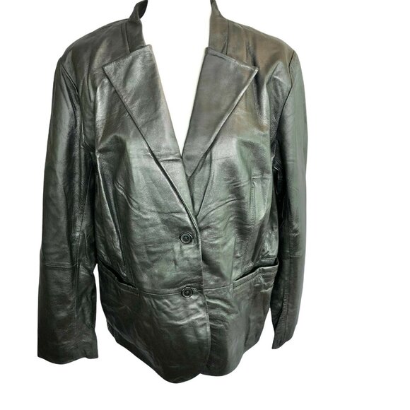 Jessica London Jackets & Blazers - Genuine Leather Jessica London 20W Womens Black Blazer Sleek & Classic Design